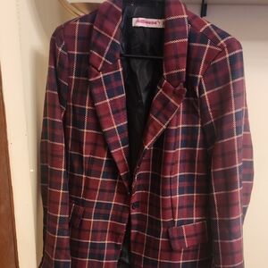 Dollhouse Plaid Blazer - Red and Black